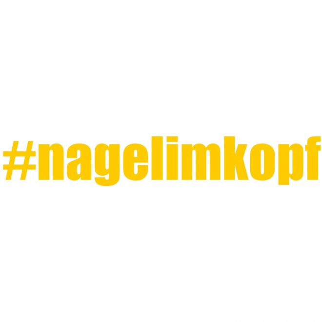 Aufkleber #nagelimkopf, 8cm, Gelb