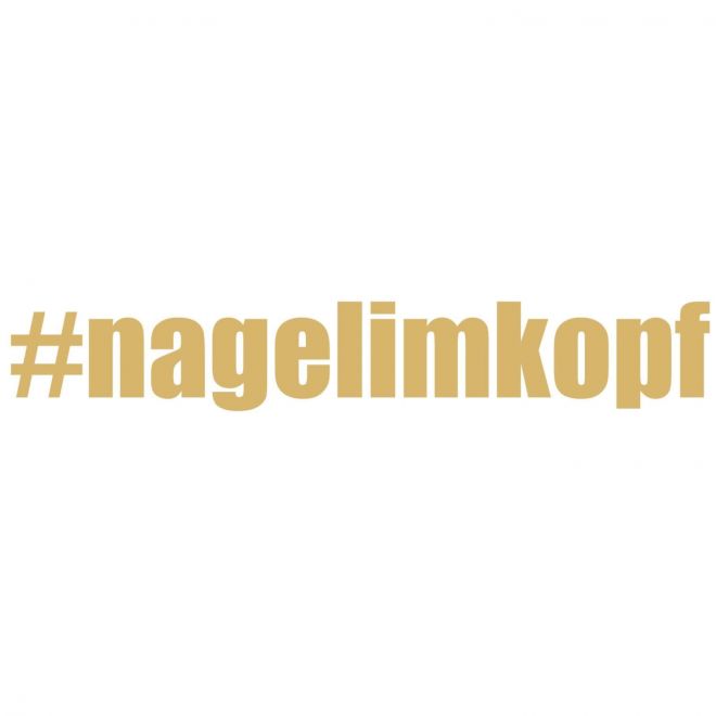 Aufkleber #nagelimkopf, 13cm, Gold