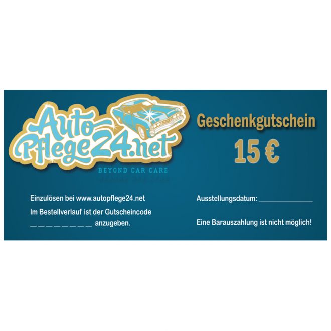 15 € Autopflege24 Geschenkgutschein