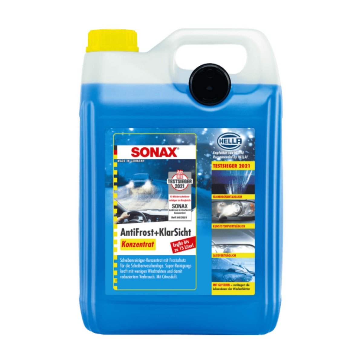 SONAX AntiFrost+KlarSicht Konzentrat (5 Liter)  Scheibenwaschanlagen-Frostschutz sorgt für klare Sicht, Art-Nr. 03325050 :  : Auto & Motorrad